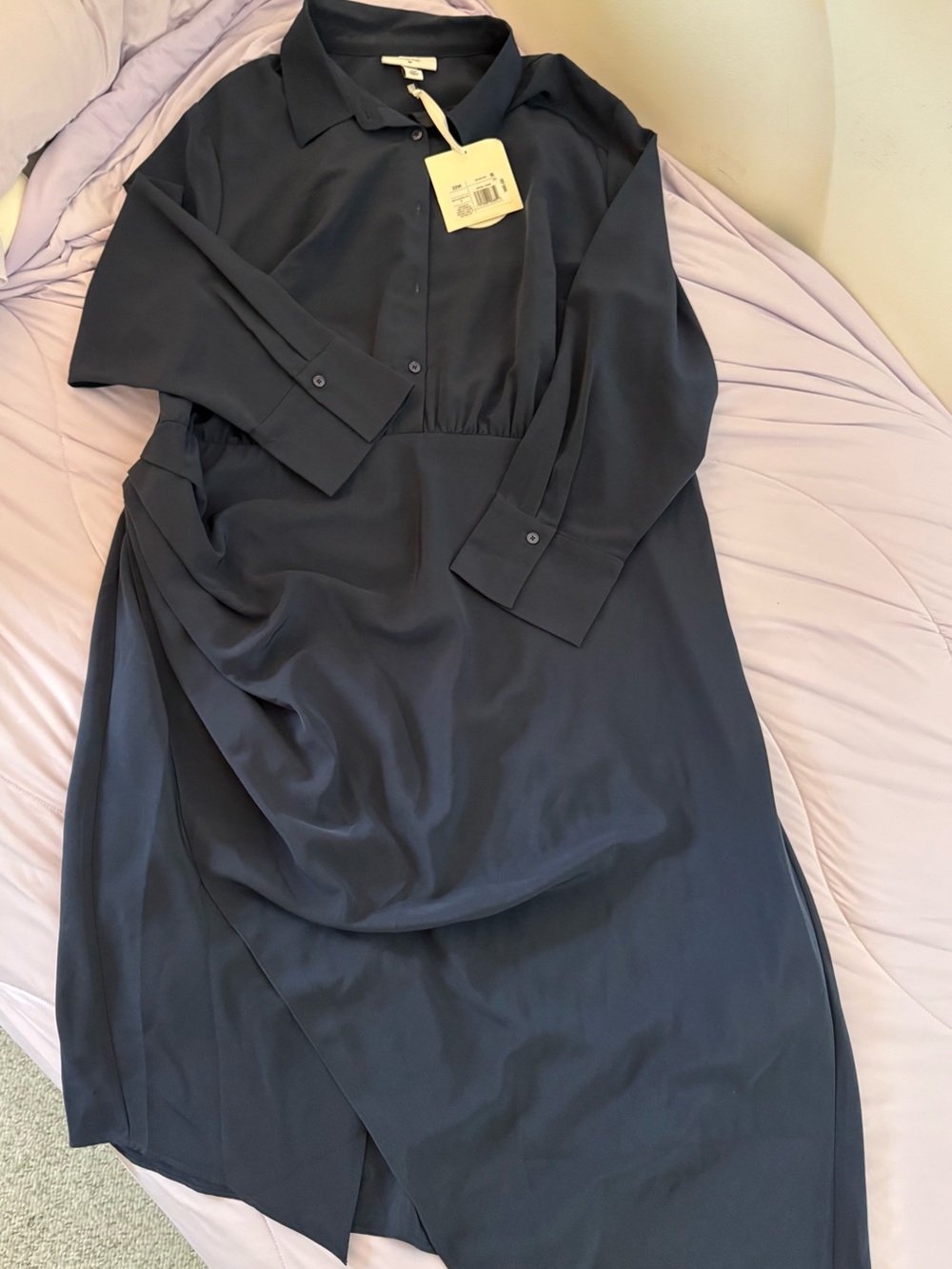 Cushnie Navy Long-Sleeve Shirt Dress